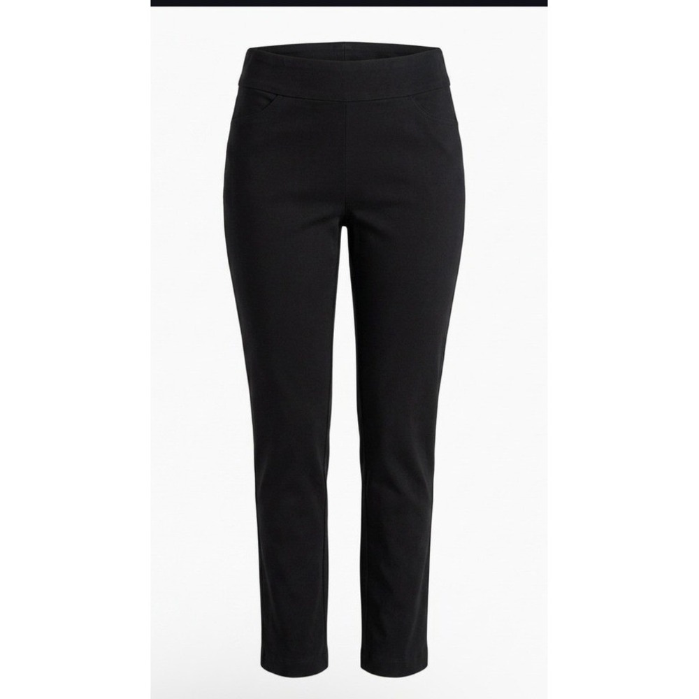 Chicos Perfect Stretch Black Pull On Slim Leg Pants Size 2 Regular
